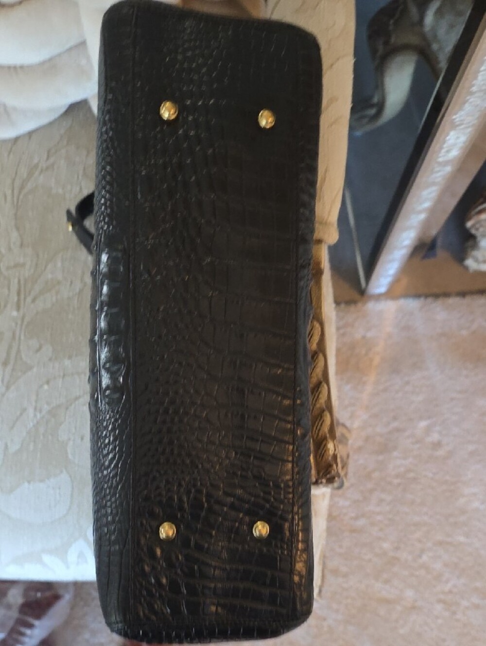 Brahmin Black Croc-Embossed Tote with Gold Accent - Picture 12 of 14